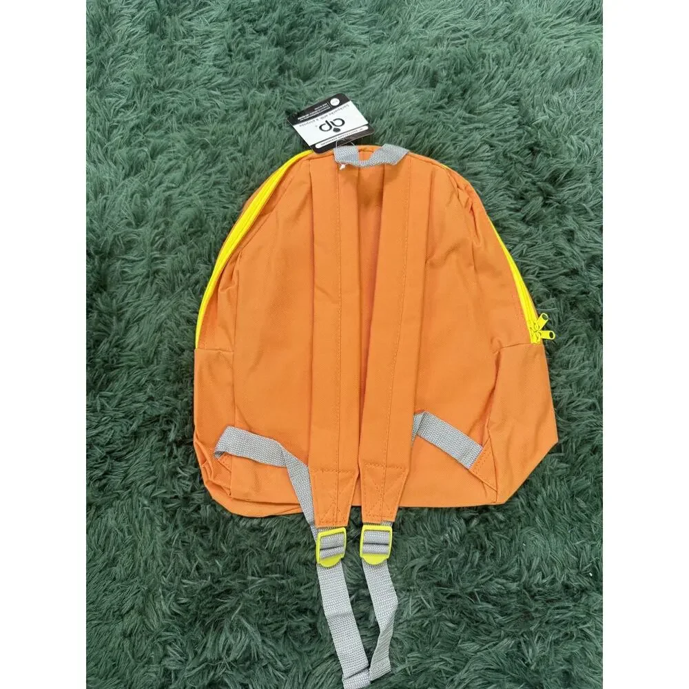 Kids Orange Yellow Backpack School Bag Adjustable Straps Front Pocket New